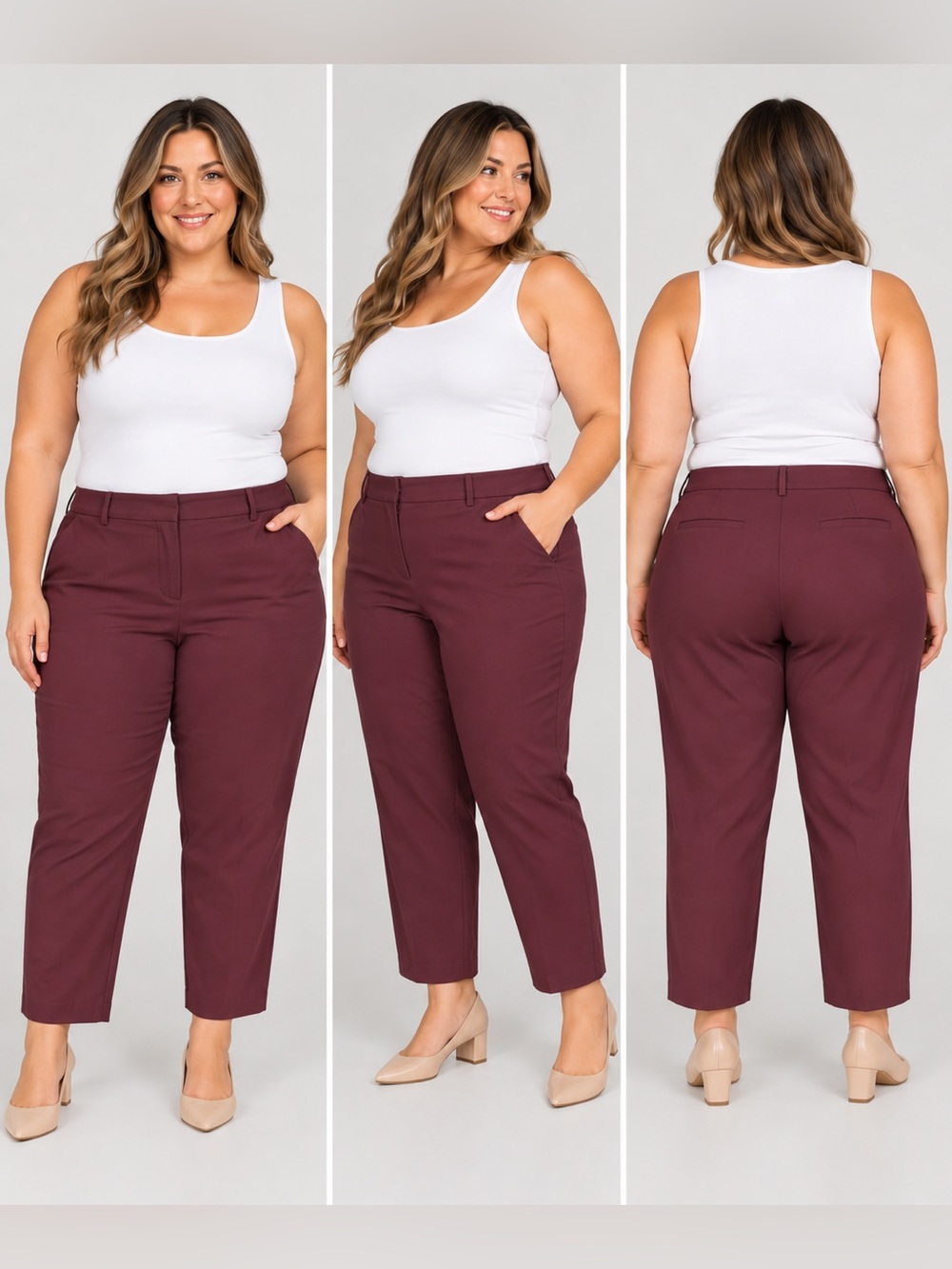 Liz Claiborne Womens 24W Emma Ankle Pants Burgundy Stretch Career NWT